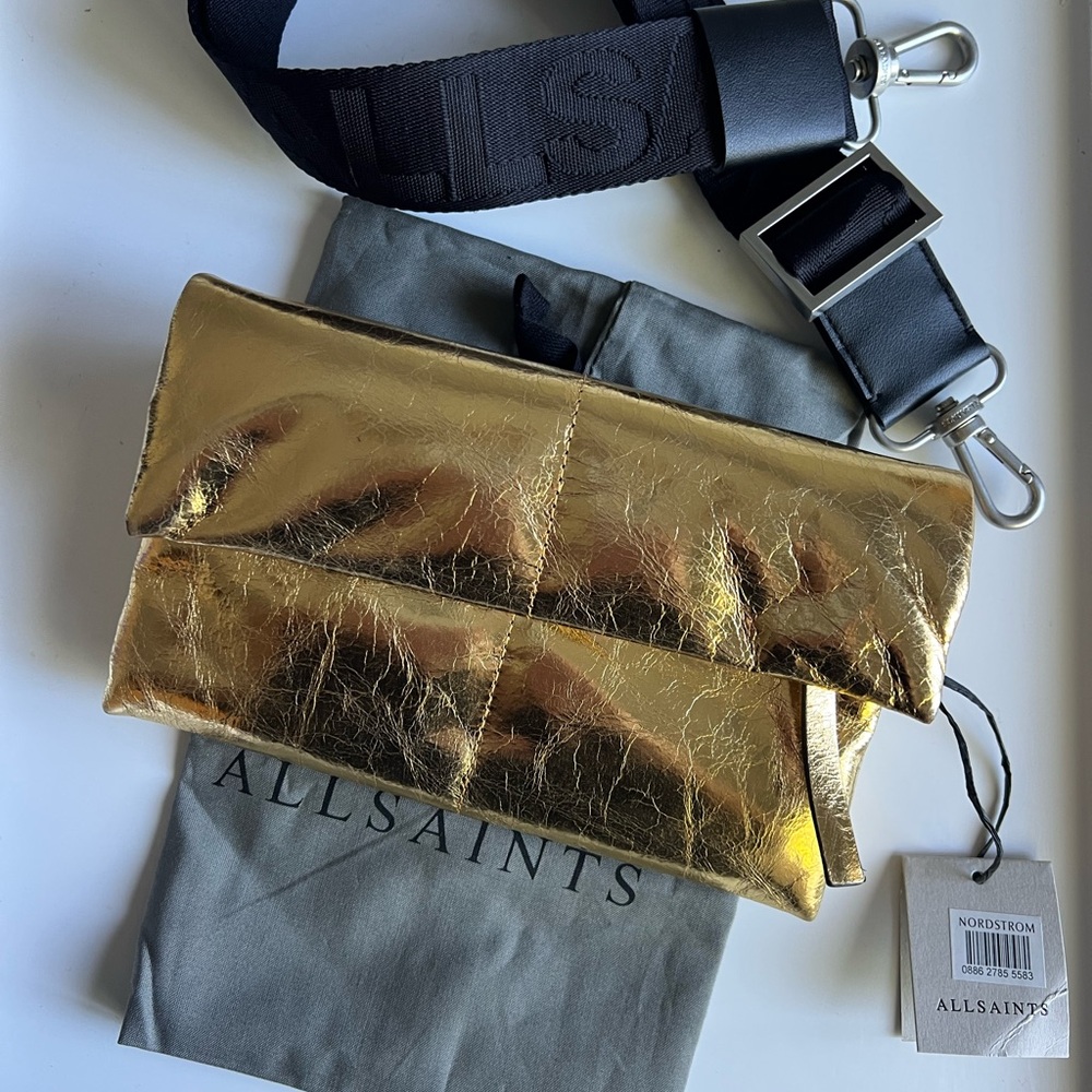 AllSaints Gold Ezra Clutch